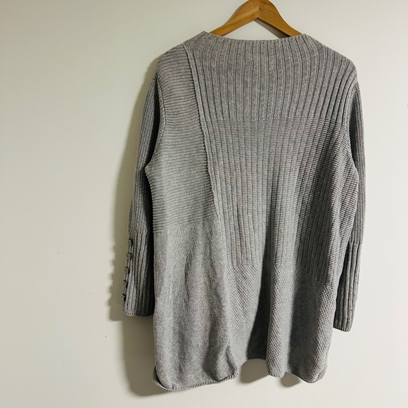 Habitat | Long Sleeve Gray Mock Neck 100% Cotton Knit Sweater - Picture 3 of 12